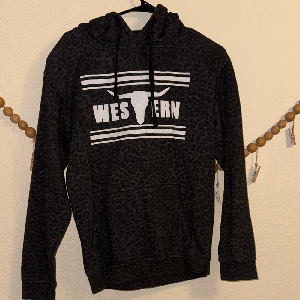 Women’s Black Leopard Western T Brand Hoodie